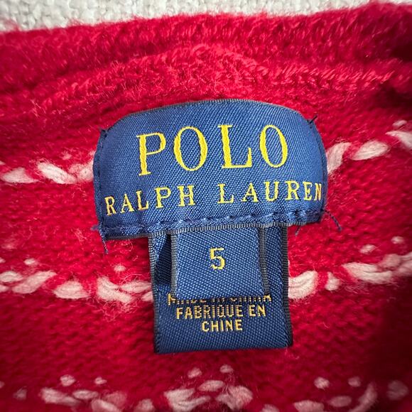 Polo Ralph Lauren Girl's Red Reindeer Sweater Dress GUC 5 - Picture 4 of 7